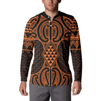 Karaka Maori Ta Moko Poutama Art Button Sweatshirt