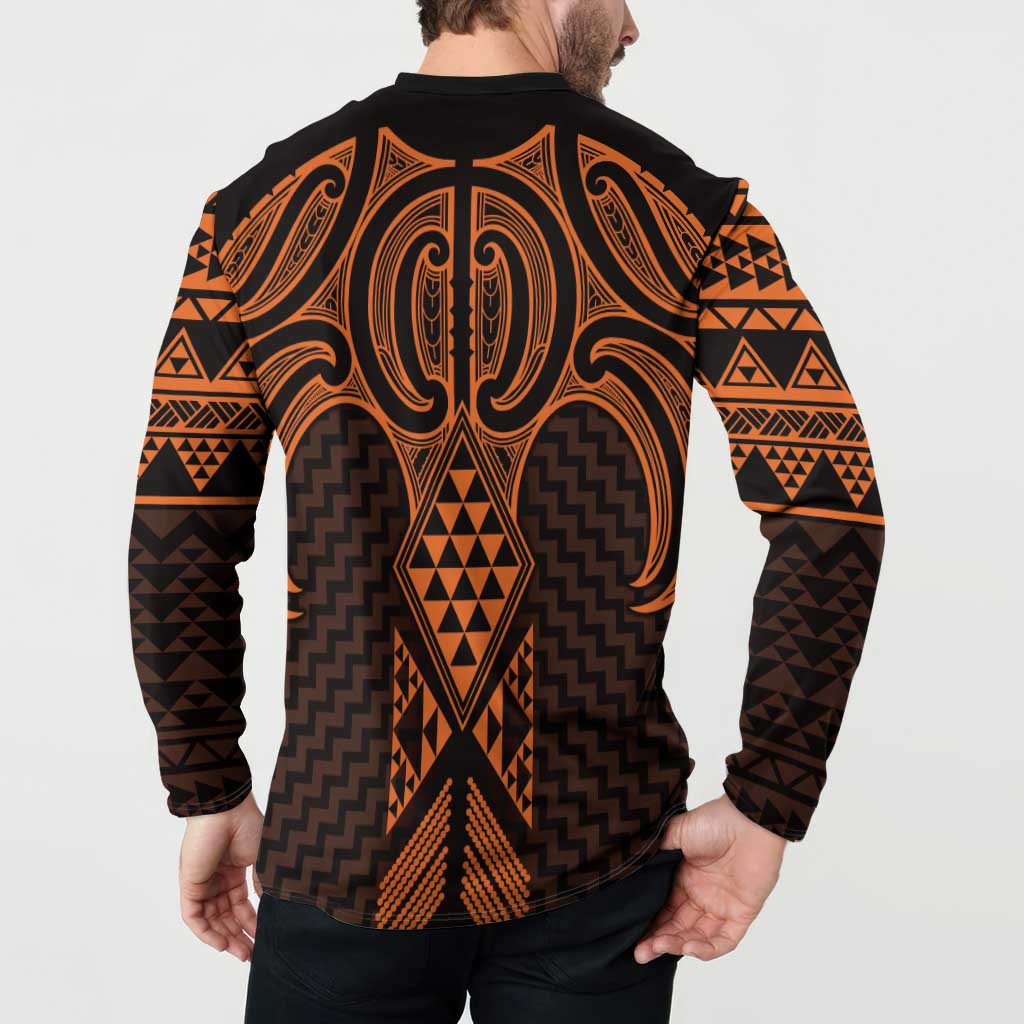 Karaka Maori Ta Moko Poutama Art Button Sweatshirt