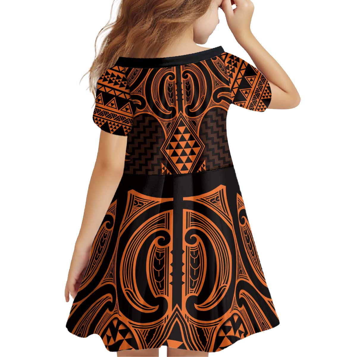 Karaka Maori Ta Moko Poutama Art Kid Short Sleeve Dress
