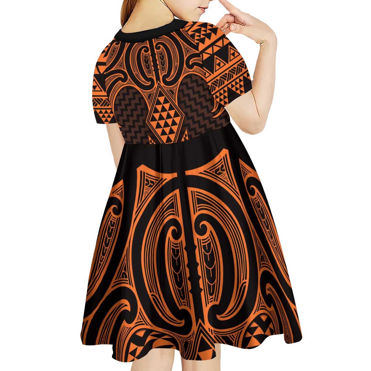 Karaka Maori Ta Moko Poutama Art Kid Short Sleeve Dress