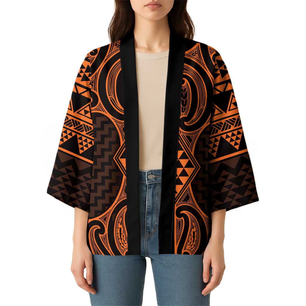 Karaka Maori Ta Moko Poutama Art Kimono - Polynesian Pride