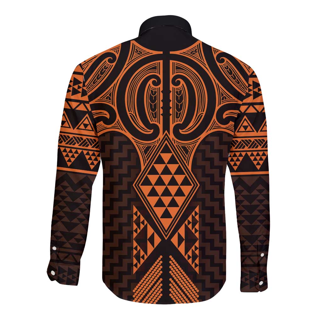 Karaka Maori Ta Moko Poutama Art Long Sleeve Button Shirt