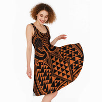 Karaka Maori Ta Moko Poutama Art Midi Dress - Polynesian Pride