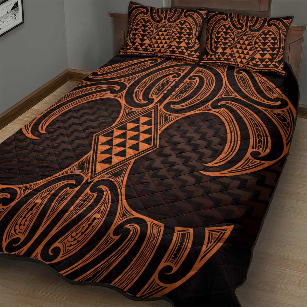 Karaka Maori Ta Moko Poutama Art Quilt Bed Set