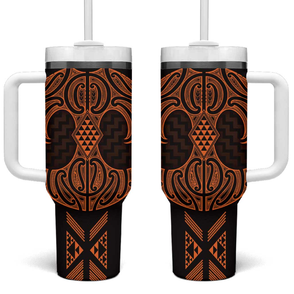 Karaka Maori Ta Moko Poutama Art Tumbler With Handle