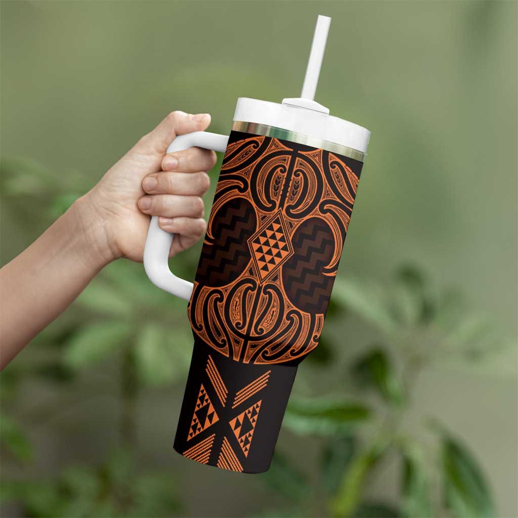 Karaka Maori Ta Moko Poutama Art Tumbler With Handle
