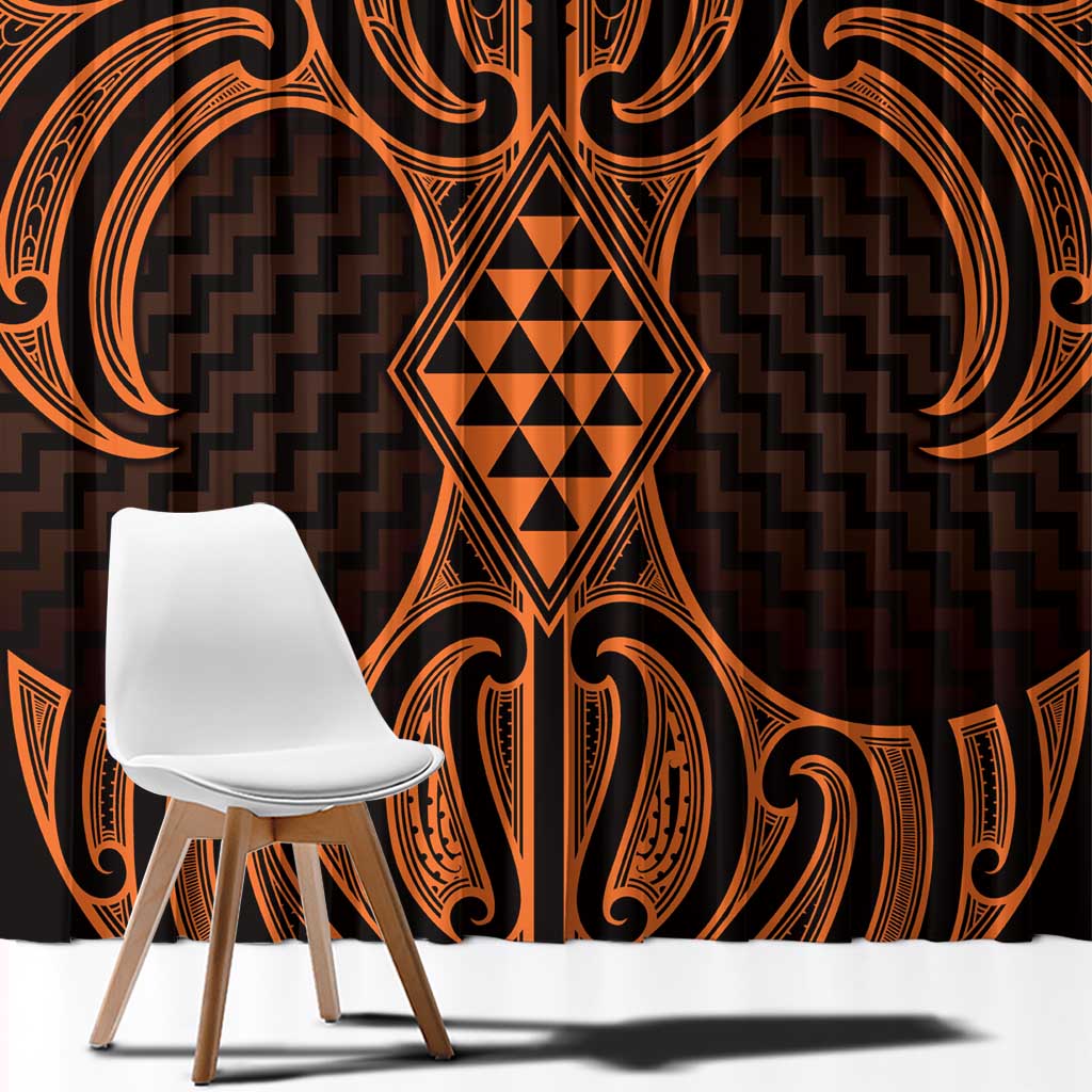 Karaka Maori Ta Moko Poutama Art Window Curtain