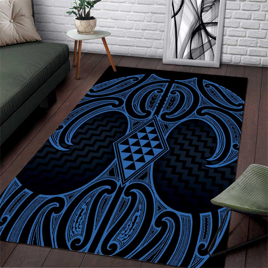 Kikorangi Maori Ta Moko Poutama Art Area Rug