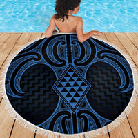 Kikorangi Maori Ta Moko Poutama Art Beach Blanket