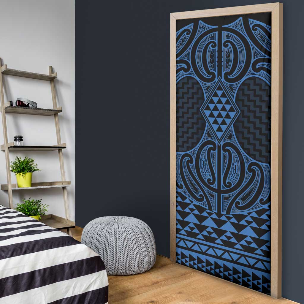 Kikorangi Maori Ta Moko Poutama Art Door Cover - Polynesian Pride