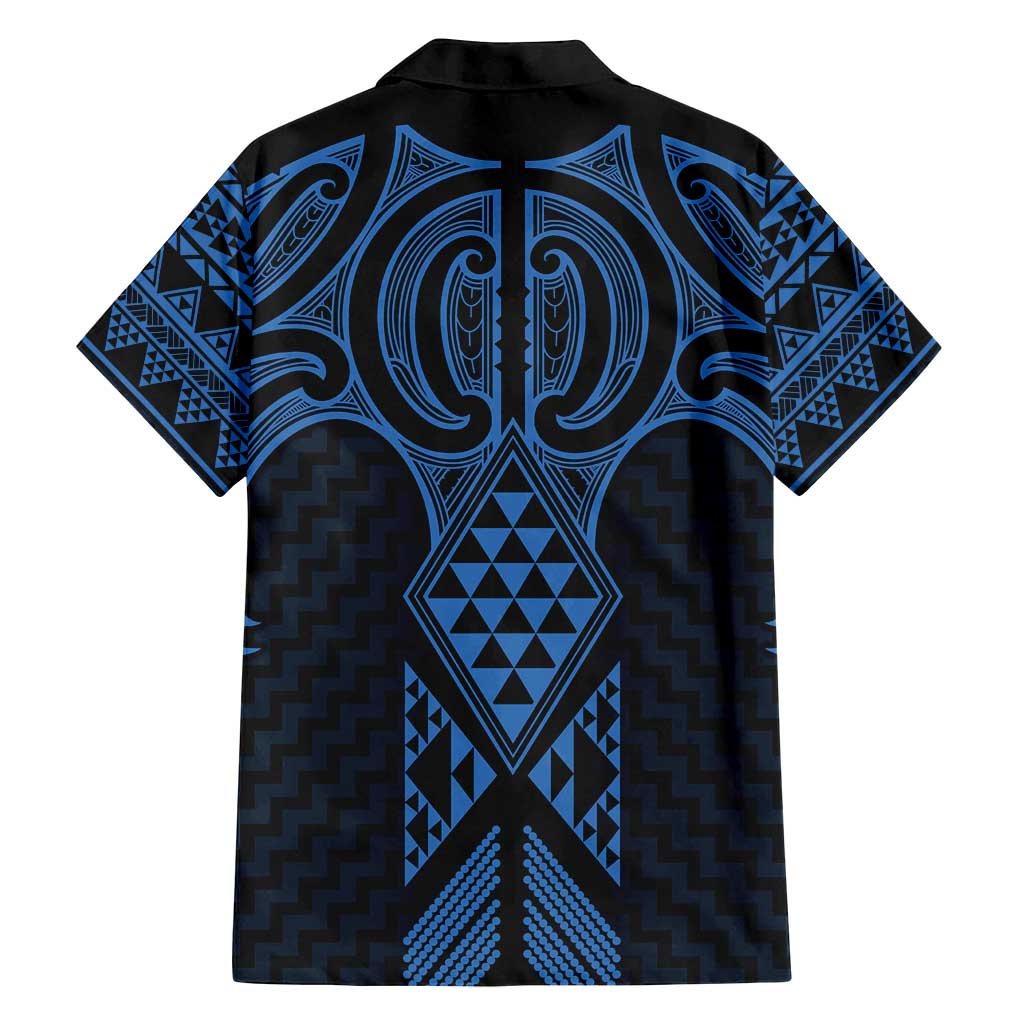 Kikorangi Maori Ta Moko Poutama Art Family Matching Long Sleeve Bodycon Dress and Hawaiian Shirt