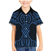 Kikorangi Maori Ta Moko Poutama Art Family Matching Mermaid Dress and Hawaiian Shirt