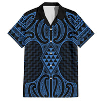 Kikorangi Maori Ta Moko Poutama Art Family Matching Off The Shoulder Long Sleeve Dress and Hawaiian Shirt