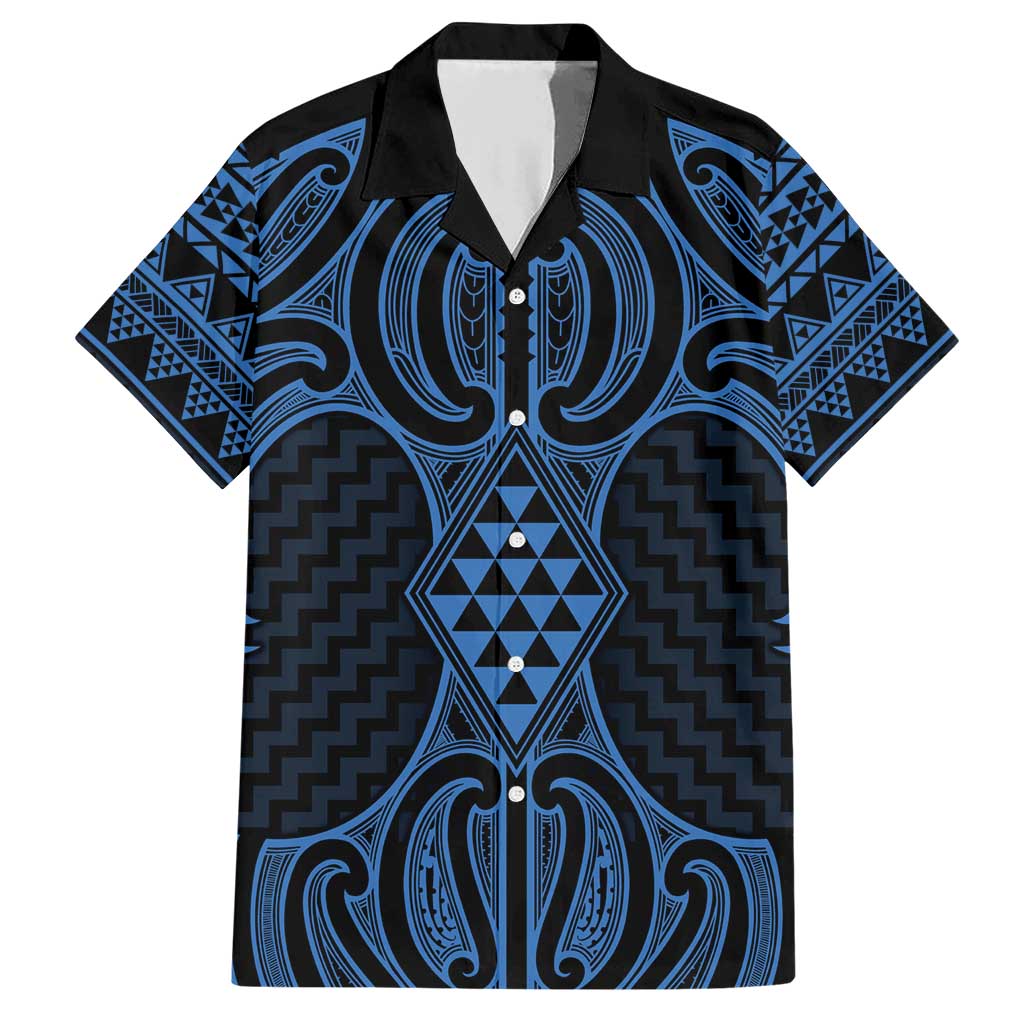 Kikorangi Maori Ta Moko Poutama Art Family Matching Short Sleeve Bodycon Dress and Hawaiian Shirt