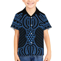 Kikorangi Maori Ta Moko Poutama Art Family Matching Summer Maxi Dress and Hawaiian Shirt