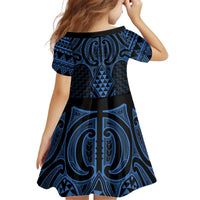 Kikorangi Maori Ta Moko Poutama Art Kid Short Sleeve Dress