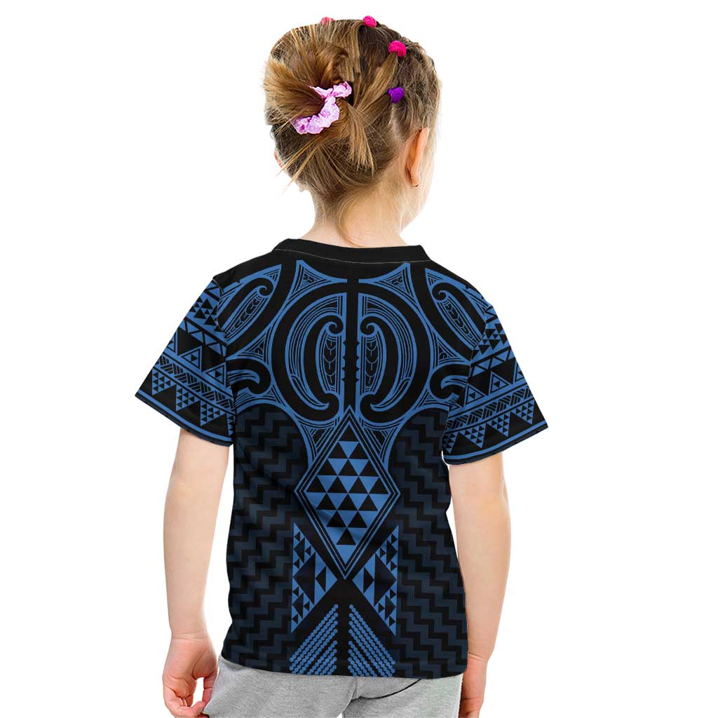 Kikorangi Maori Ta Moko Poutama Art Kid T Shirt LT9 - Polynesian Pride