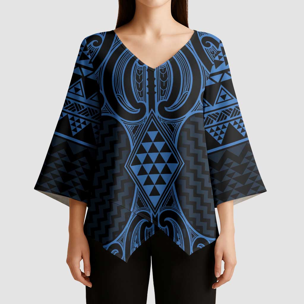 Kikorangi Maori Ta Moko Poutama Art Kimono Sleeve Blouse - Polynesian Pride