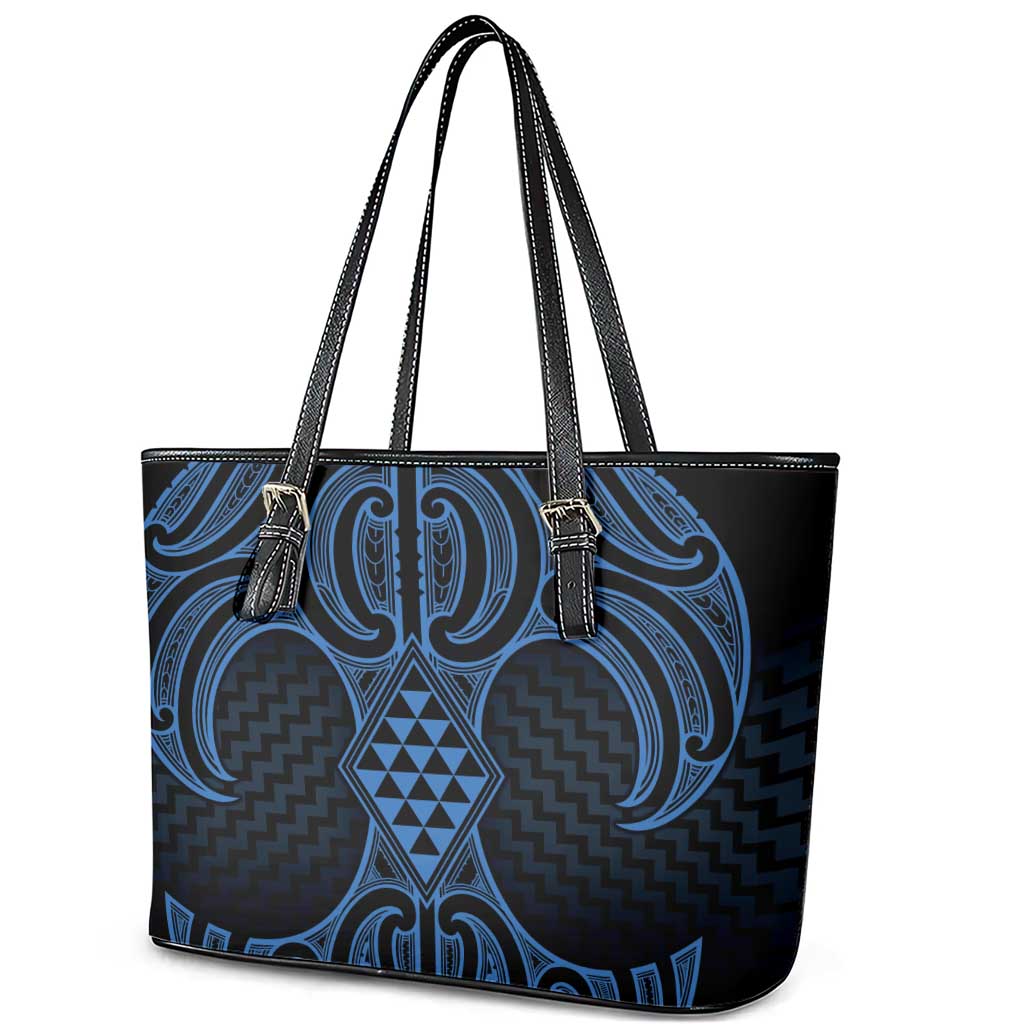 Kikorangi Maori Ta Moko Poutama Art Leather Tote Bag