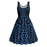 Kikorangi Maori Ta Moko Poutama Art Midi Dress - Polynesian Pride