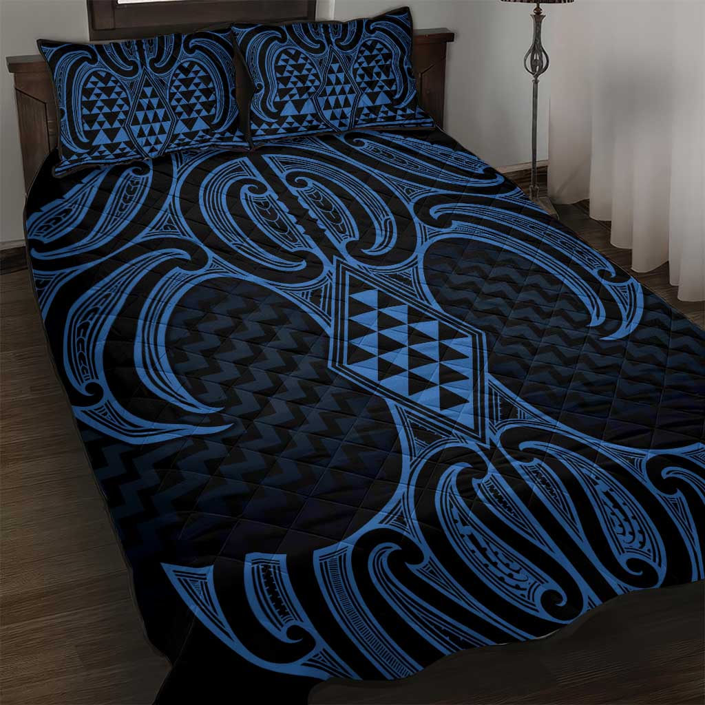 Kikorangi Maori Ta Moko Poutama Art Quilt Bed Set