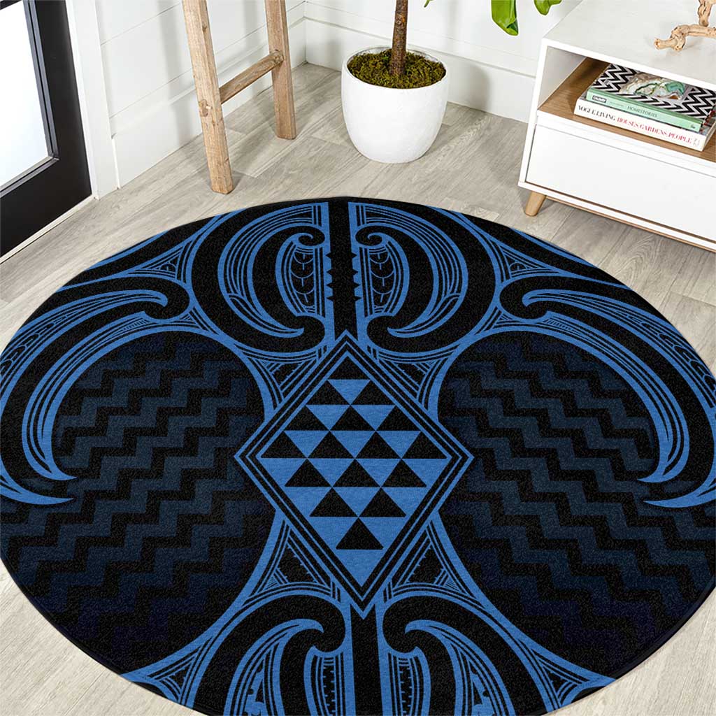 Kikorangi Maori Ta Moko Poutama Art Round Carpet