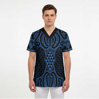 Kikorangi Maori Ta Moko Poutama Art Scrub Top - Polynesian Pride