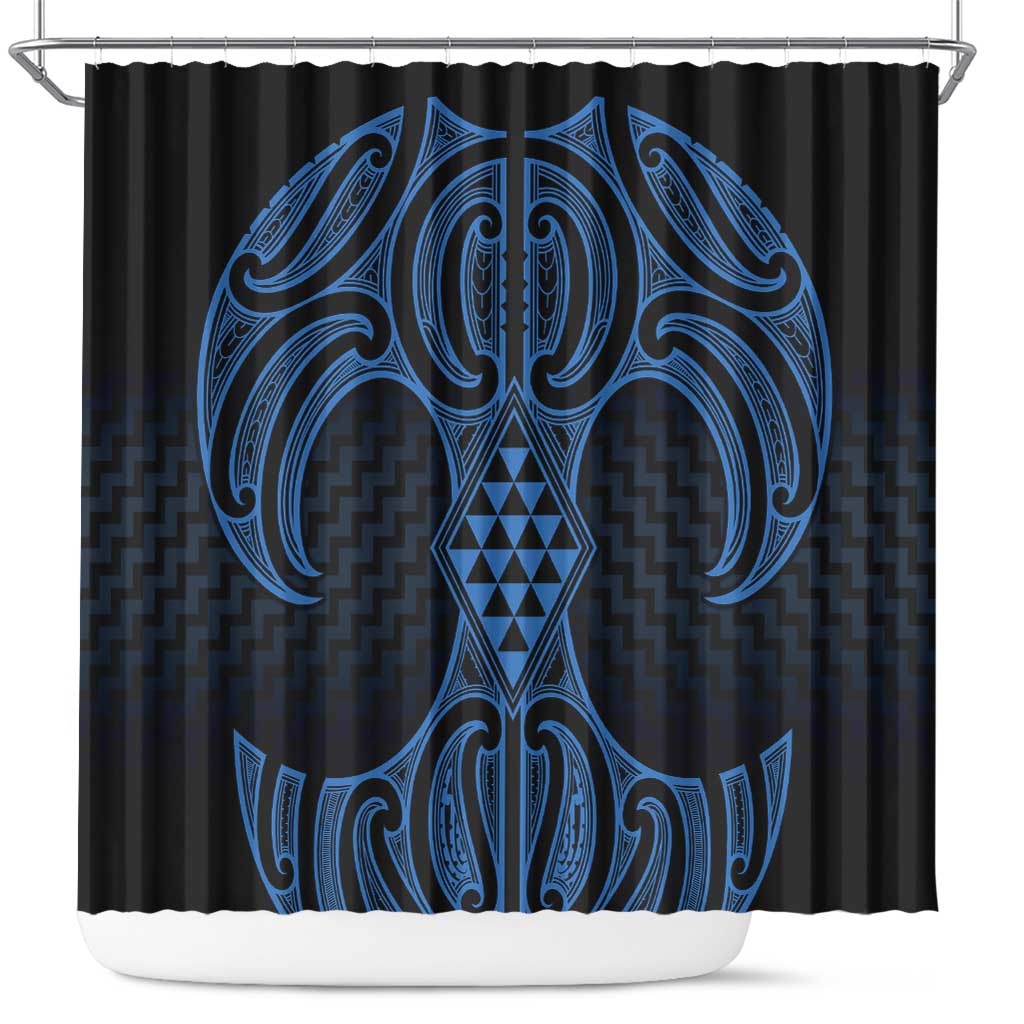 Kikorangi Maori Ta Moko Poutama Art Shower Curtain