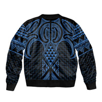Kikorangi Maori Ta Moko Poutama Art Sleeve Zip Bomber Jacket