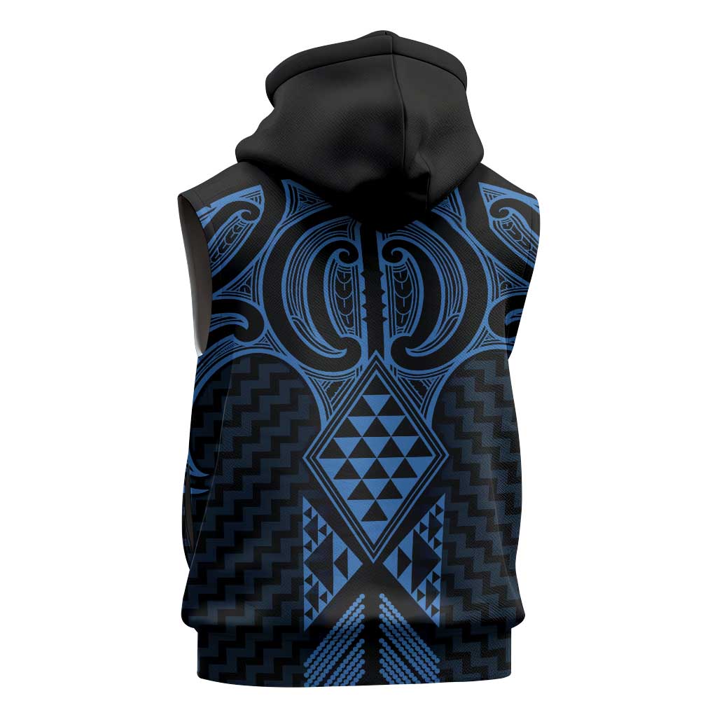 Kikorangi Maori Ta Moko Poutama Art Sleeveless Hoodie - Polynesian Pride