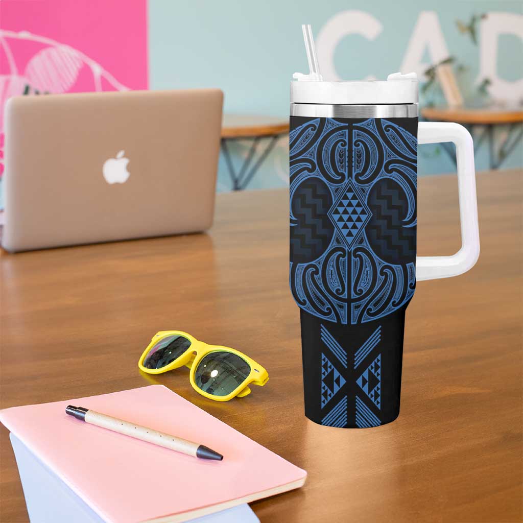 Kikorangi Maori Ta Moko Poutama Art Tumbler With Handle
