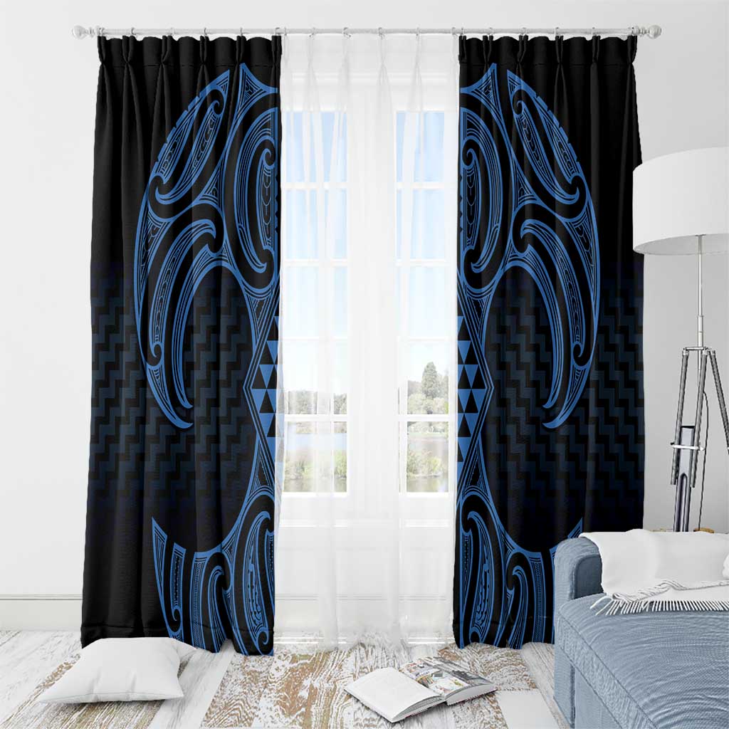 Kikorangi Maori Ta Moko Poutama Art Window Curtain