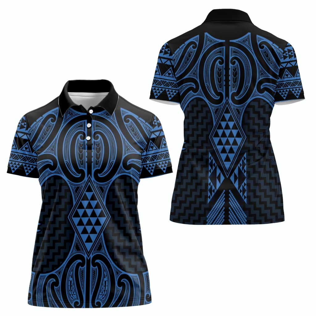 Kikorangi Maori Ta Moko Poutama Art Women Polo Shirt