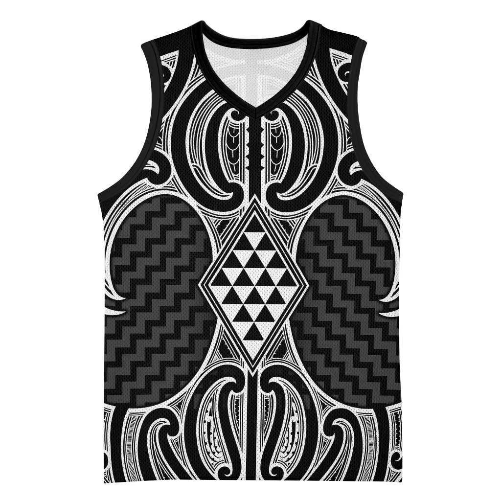Ma Maori Ta Moko Poutama Art Basketball Jersey - Polynesian Pride