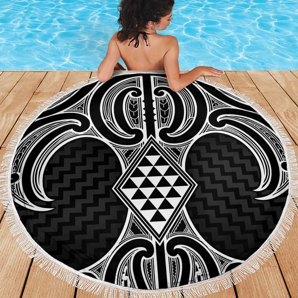Ma Maori Ta Moko Poutama Art Beach Blanket