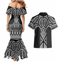 Ma Maori Ta Moko Poutama Art Couples Matching Mermaid Dress and Hawaiian Shirt LT9 - Polynesian Pride