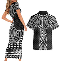 Ma Maori Ta Moko Poutama Art Couples Matching Short Sleeve Bodycon Dress and Hawaiian Shirt LT9 - Polynesian Pride