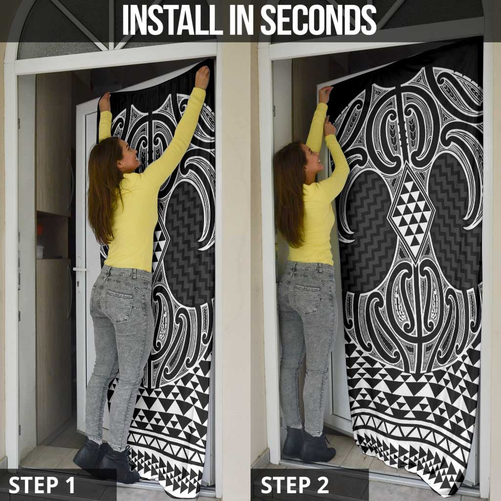 Ma Maori Ta Moko Poutama Art Door Cover - Polynesian Pride