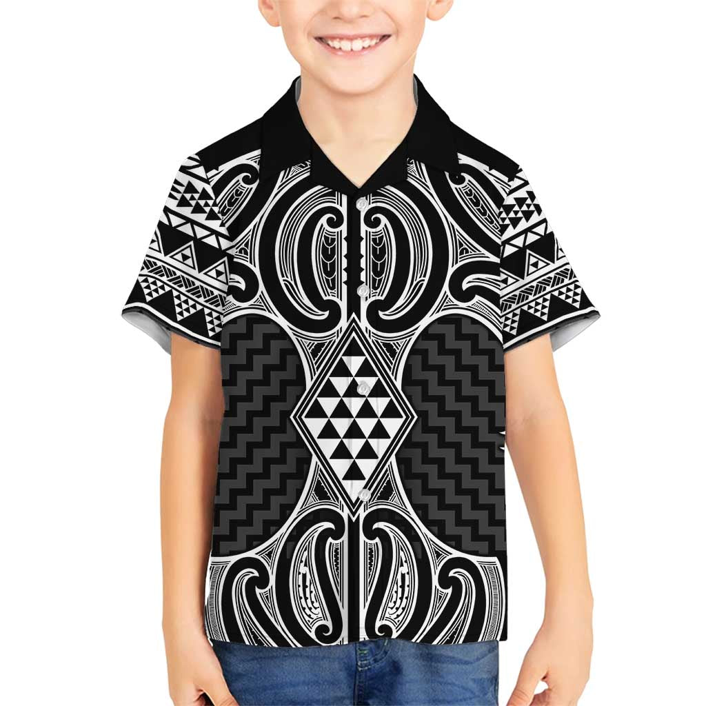 Ma Maori Ta Moko Poutama Art Family Matching Long Sleeve Bodycon Dress and Hawaiian Shirt