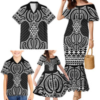 Ma Maori Ta Moko Poutama Art Family Matching Mermaid Dress and Hawaiian Shirt