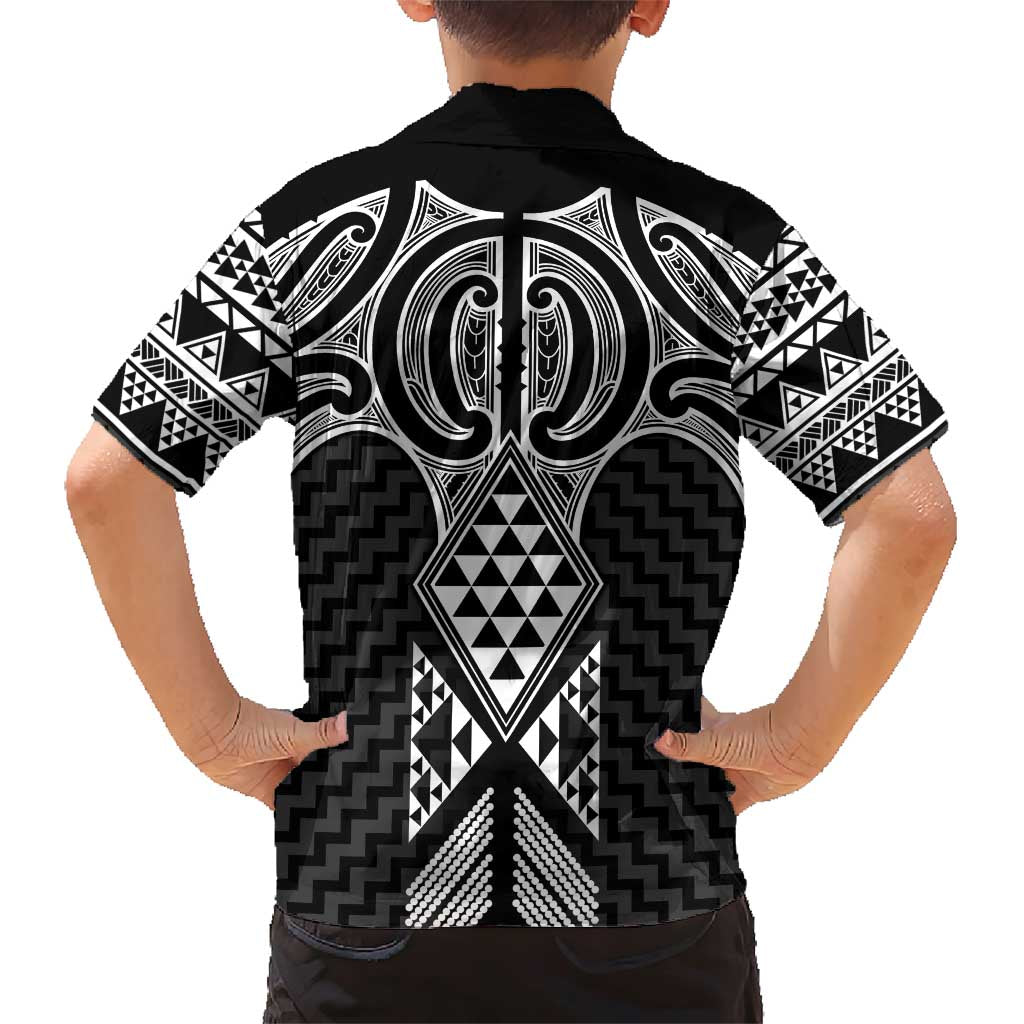 Ma Maori Ta Moko Poutama Art Family Matching Short Sleeve Bodycon Dress and Hawaiian Shirt
