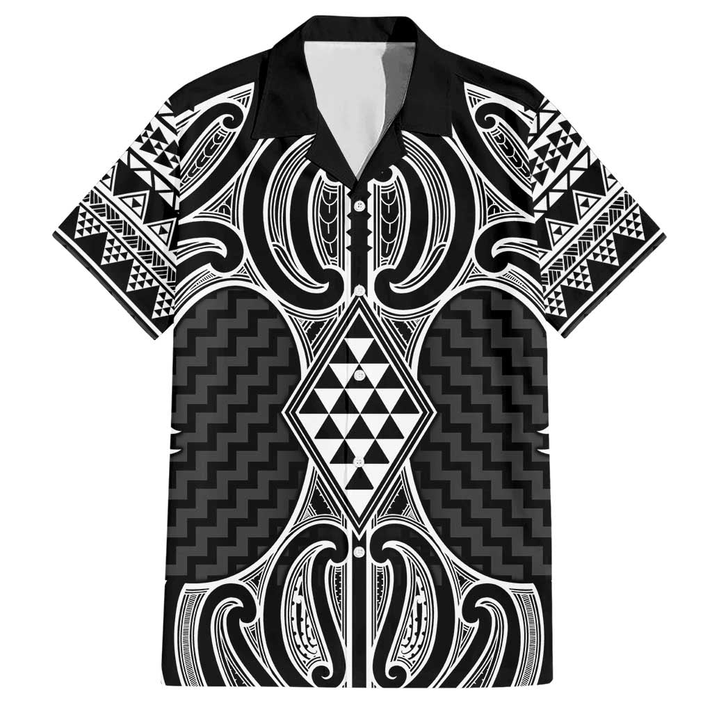 Ma Maori Ta Moko Poutama Art Family Matching Short Sleeve Bodycon Dress and Hawaiian Shirt