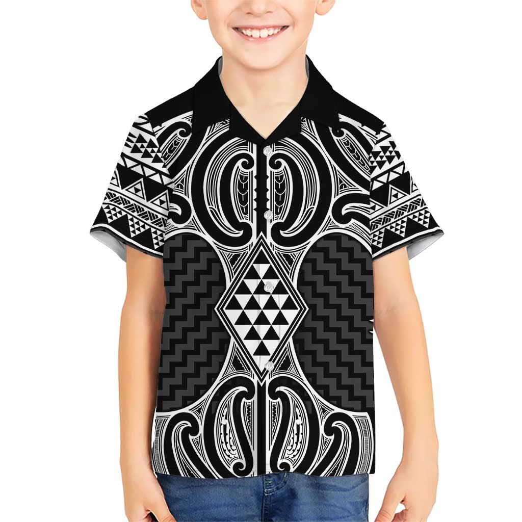 Ma Maori Ta Moko Poutama Art Family Matching Short Sleeve Bodycon Dress and Hawaiian Shirt