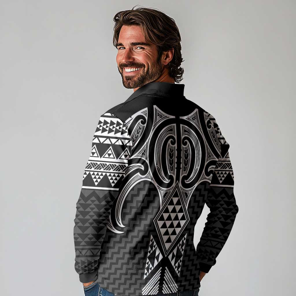 Ma Maori Ta Moko Poutama Art Long Sleeve Polo Shirt