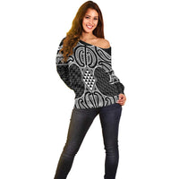 Ma Maori Ta Moko Poutama Art Off Shoulder Sweater