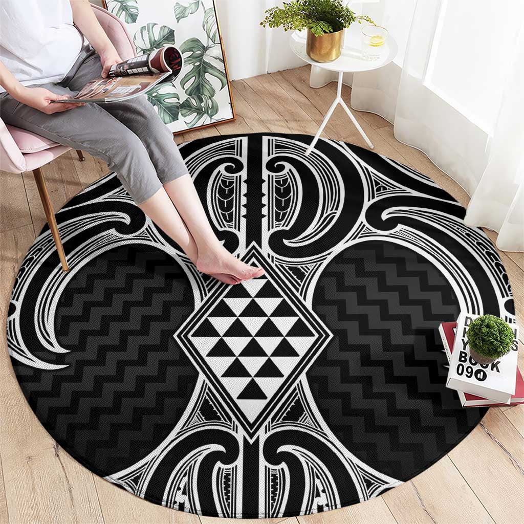 Ma Maori Ta Moko Poutama Art Round Carpet