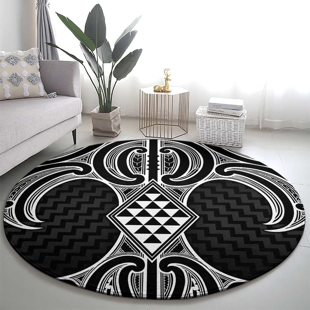 Ma Maori Ta Moko Poutama Art Round Carpet