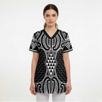 Ma Maori Ta Moko Poutama Art Scrub Top - Polynesian Pride
