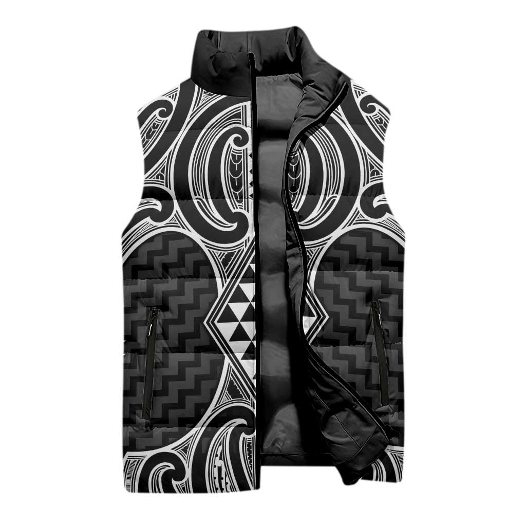 Ma Maori Ta Moko Poutama Art Sleeveless Puffer Jacket - Polynesian Pride