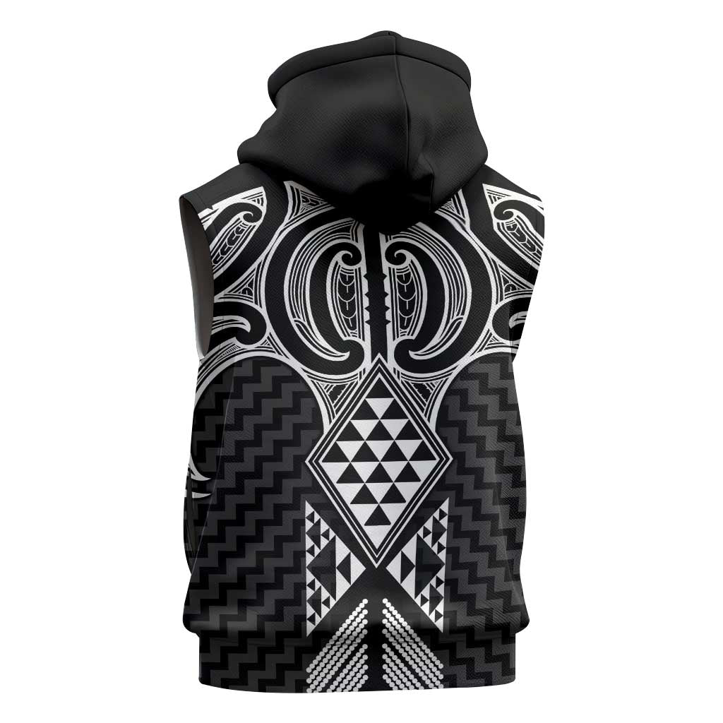 Ma Maori Ta Moko Poutama Art Sleeveless Zip Hoodie - Polynesian Pride
